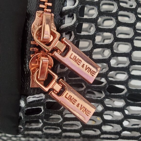 Women's Small Black And Rose Gold Sporty Sheer Varsity Jacket By Lime - Picture 6 of 9